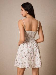 Poéselle Damen Kleid mit Blume Muster, dünne Träger, Cottagecore Sommerkleid, Milchmädchen Kleid, Sommer Essentiell, Urlaubs Stimmung