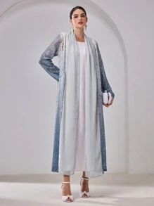 Al Najma Women's Floral Ombre Pattern Loose Abaya Cardigan Modest - Multicolor - View 6