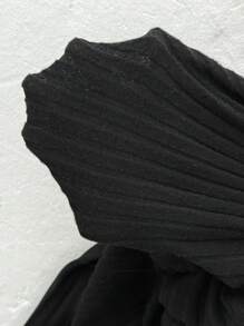 SHEIN EZwear 2pcs Black & Gray Plus Size Crew Neck Long Sleeve Bodysuit Set