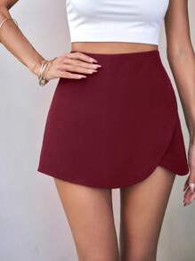 Firerie Women's Solid Color Casual Shorts, Minimalist Design For Everyday Wear - Red Violet - View 1