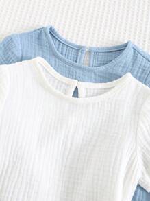 Cozy Pixies 2 Stücke/Set Baby Jungen einfarbiger Rundhals Kurzarm Pullover und Shorts Set mit Gummibund