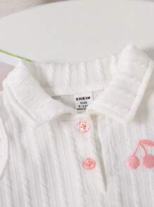 Set da 2 pezzi per bambine, con top con ricamo floreale e gonna con orlo plissettato, dolce e alla moda per l'uso all'aperto, primavera/estate - Rosa - Visualizzare 7