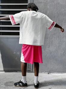 Manfinity VCAY Men's Loose Round Neck Short Sleeve T-Shirt Set With Digital Printing, Mesh Design - Multicolor - View 2