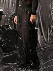 FeverCity Men's Mesh Loose Drawstring Ankle Pants, Suitable For Summer - Black - View 3