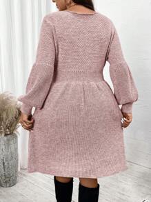 SHEIN LUNE 拼接高腰 A 字形下摆袖口圆领时尚休闲针织女装商务休闲女士、度假装、乡村上衣