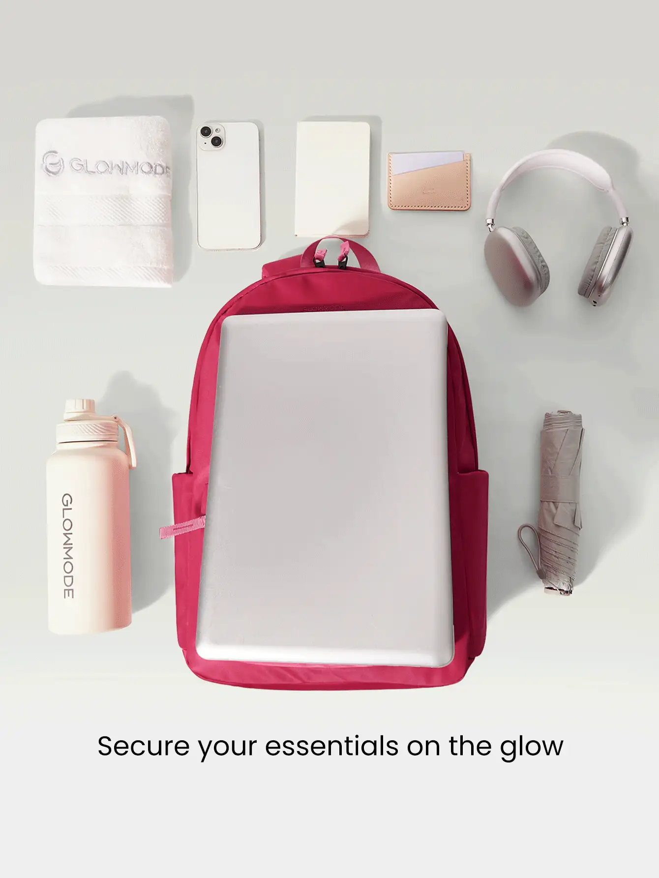 GLOWMODE Multi-Compartment Backpack Commuting Travel Exercise 21L - Hot Pink - View 2