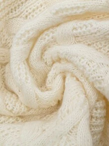 Chiquease 2 件针织毛衣套装：纯色长袖上衣和裙子，休闲时尚，适合日常穿着 - 杏色 - 查看 7