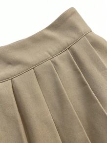 Sweetra Women's Elegant Luxury Style Decorated Button Vest + Pleated Mini Skirt 2 Pieces Suit Set For Party Y2K Outfit  - Khaki - View 7