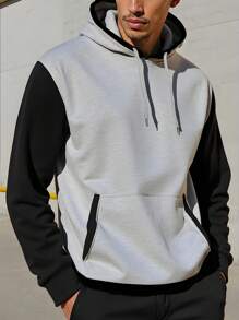 Men's Simple Stylish Casual Hooded Sweatshirt, For Daily Wear - Multicolor - View 5