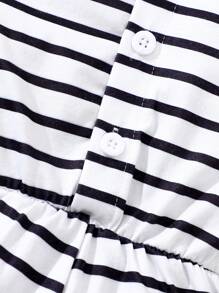 SHEIN Vintaside Kids Baby Girl Spring&Summer Casual Style ,Interlocking Short Sleeve Romper