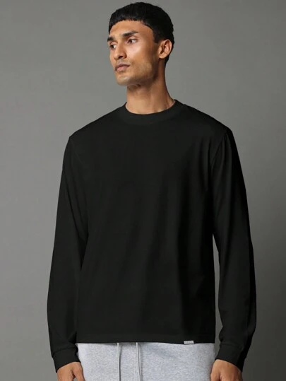 SUMWON Casual Heavyweight Cotton Jersey Long Sleeve T-Shirt