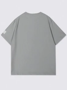 Manfinity Homme Men's Slogan Printed Round Neck Short Sleeve Casual T-Shirt - Grey - View 2