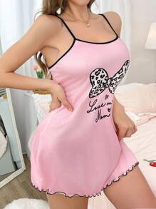 女士豹纹蝴蝶结无袖睡裙 - 彩色 - 查看 4