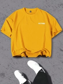 PAVTROS Manfinity Streetrush 男士舒适宽松休闲纯色 T 恤，百搭男士街头潮流衬衫男士街头潮流衬衫街头潮流衬衫街头潮流男士衬衫男士衬衫街头潮流、嘻哈街头、男朋友礼物、男士街头潮流、白色 T 恤 - 黃色 - 查看 2