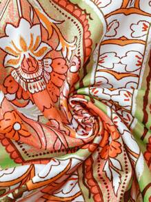 Breezaya 全身印花吊带连衣裙，适合夏季超长度假海滩装女士 - 橘色 - 查看 5