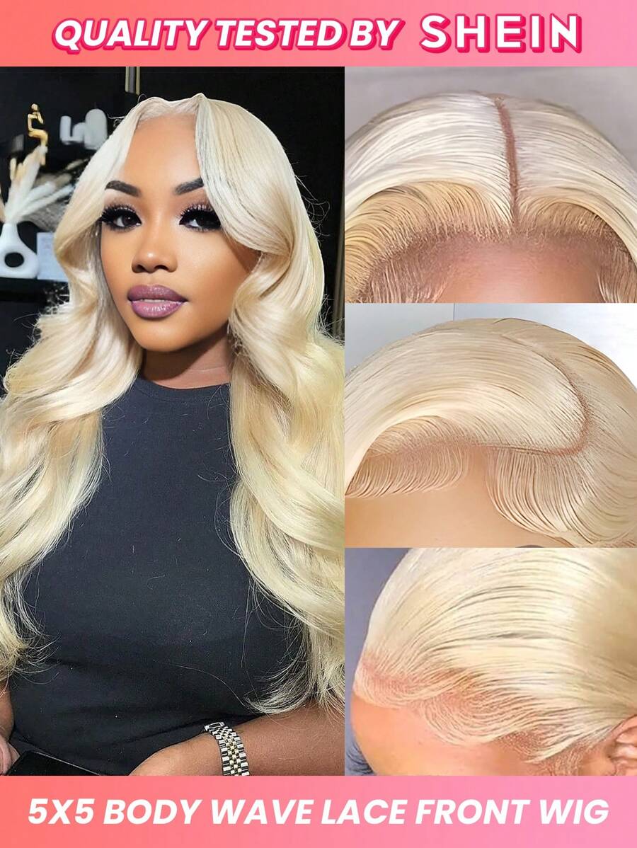 5x5身體波浪式蕾絲前置假髮，20-32英寸長613金髮身體波浪式蕾絲前置假髮，適用於女性，100％未經處理的天然人髮假髮 - S613 - 查看 1