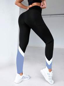 Easithlete Women Contrast Color Pocket Casual Fitness Leggings - Multicolor - View 2