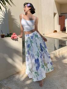 DAZY Women's Elegant Floral Print Long Skirt Summer - Multicolor - View 2