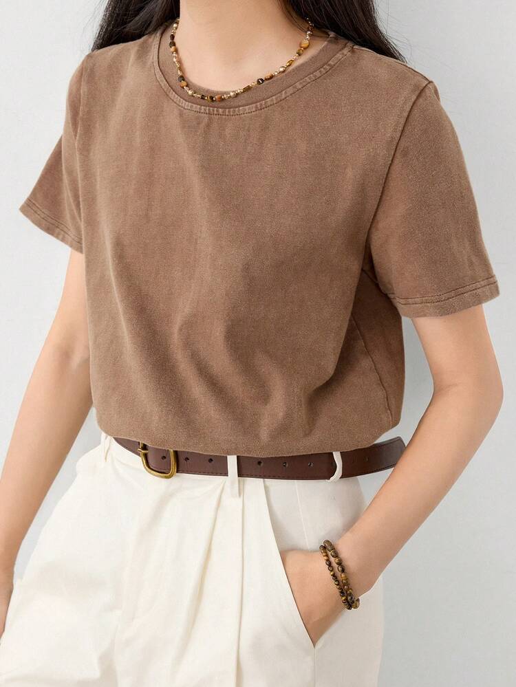 Business Casual Solid Color Short Sleeve Casual T-Shirt