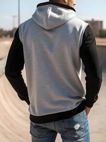 Men's Simple Stylish Casual Hooded Sweatshirt, For Daily Wear - Multicolor - View 2