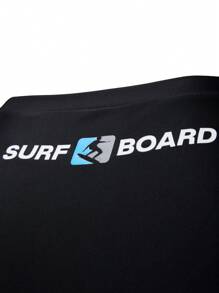 Manfinity Swimmode Camiseta de surf con bloque de color en contraste y estampado de letra para hombres