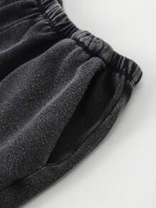 Tween Girls Loose Comfy Versatile Textured Knit Wide Leg Pants - Black - View 5