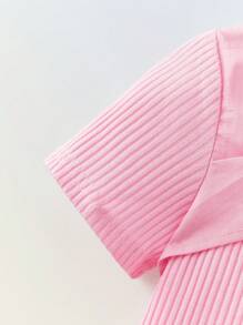 Maija Kids Maija Kids Young Girl Cropped Butterfly Decor Short Sleeve T-Shirt - Pink - View 4