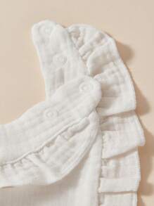 Cozy Pixies Gói 6 chiếc Yếm ăn cơ bản màu trắng cho bé, Yếm ăn siêu mềm thấm hút có khay hứng nước dãi, Vải Hồi giáo, Viền ren hoa, Kích thước có thể điều chỉnh - trắng - Xem 6