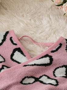 SHEIN Clasi 2024 Neuer modischer Leoparden-Muster Kreuz-Ausschnitt Pulloverkleid für Damen