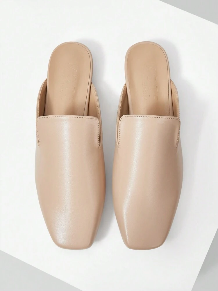 FASHIONABLE RETRO COMFORTABLE CASUAL TEXTURE SQUARE TOE FLAT MULES, SPRING SHOES, SPRING BREAK EASTER
