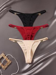 Shein Underwear&Sleepwear Basics 3 stuks dames effen ronde connect mode G-string