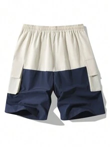 Manfinity Homme Shorts Casuais Retalhos Masculinas, Minimalistas e Fashion para Uso Diário, Roupas de Verão Masculinas, Shorts Masculinas de Alta Qualidade