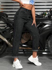 SHEIN PETITE Casual Denim Jeans, Simple And Fashion For Daily Wear