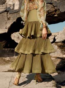 Anewsta Falda para cóctel y fiesta de unicolor, conjunto de ropa de playa para mujer