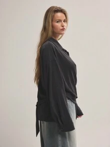 MUSERA 大码长袖系带衬衫，适合约会之夜、闺蜜聚会、性感装扮、假日、各种场合、婚礼宾客等，秋冬季穿着。