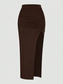 Sunspun Plus Size Simple Casual Everyday Wear Skirt - Multicolor - View 13