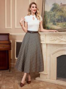 Vintamour Vintage Elegant Women High Waist Plaid A-Line Skirt With Pockets Casual Flared Skirt Valentine's Day Vacation Outfits Woman Summer Outfits For Women Valentines Birthday Skirtes For Women Skirtes For Women Elegant Valentine's Day Wedding Summer Skirtes For Women Office Wear Women Western Wear Women Business Casual Woman Wedding Guest Skirt Women Valentines Clothes Maxi Skirt Elegant Skirtes For Women Long Skirtes For Women Church Clothes Women