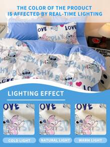 Disney 2/3 pièces Parure de couette Stitch, Linge de lit Disney, Parure de lit douillette et anti-boulochage, Douce et respirante, Parure de couette style dessin animé, Convient pour les lits jumeaux, pleins, king et queen. Chaud et confortable pour l'automne et l'hiver, Lavable en machine, Linge de lit de la Saint-Valentin, Textile domestique Stitch, Cadeaux, Articles Stitch, Décoration de chambre Stitch, Garnissage de couette non inclus