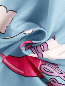 SHEIN Baby Girl Cute Cartoon Print Short Sleeve Mid-Length Casual Nightgown, Summer - Blue - View 5