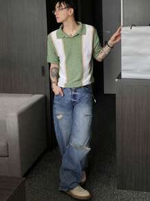 DAZY Men's Casual Washed Distressed Denim Jeans For Autumn - Blue - View 3