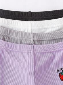 4 件套婴儿/女婴罗纹草莓字母刺绣松紧腰舒适休闲裤，适合居家和户外，春夏秋季 - 彩色 - 查看 6