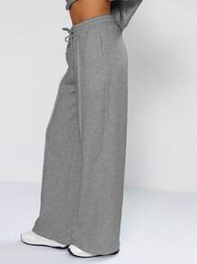 MUSERA Pintuck Detail Wide Leg Joggers Vacation Elegant Boho Casual - Dark Grey - View 4
