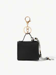 SHEIN SXY Llavero mini con soporte, monedero, bolsa para auriculares - Negro - Ver 3