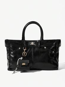 SHEIN SXY Llavero mini con soporte, monedero, bolsa para auriculares - Negro - Ver 6