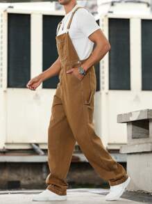 Manfinity Hypemode Men's Solid Color Pocketed Casual Versatile Sleeveless Jumpsuit