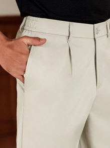 Manfinity Homme Pantaloni casual da uomo con gamba affusolata a colore unito