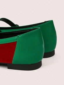 CUCCOO DOLLMOD 方头玛丽珍扣带鞋，新款天鹅绒双色拼接软底透气复古平底休闲女鞋，适合日常通勤、舞蹈、散步 - 彩色 - 查看 8