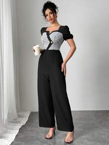 Chiquease 女士休闲连体裤，简约时尚，适合日常穿着 - 黑色 - 查看 6