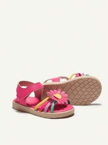 Cozy Pixies 1 双夏季时尚基本款可爱轻便舒适小女孩花朵彩色粉色婴幼儿平底凉鞋