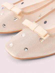 CUCCOO DOLLMOD Fashionable Apricot Color Full Rhinestone Net Mesh Mary Janes Ballet Flats, Cute & Sweet For School/Student Spring Shoes Spring Break Easter - Apricot - View 6